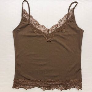 Brown Lace Tank Top